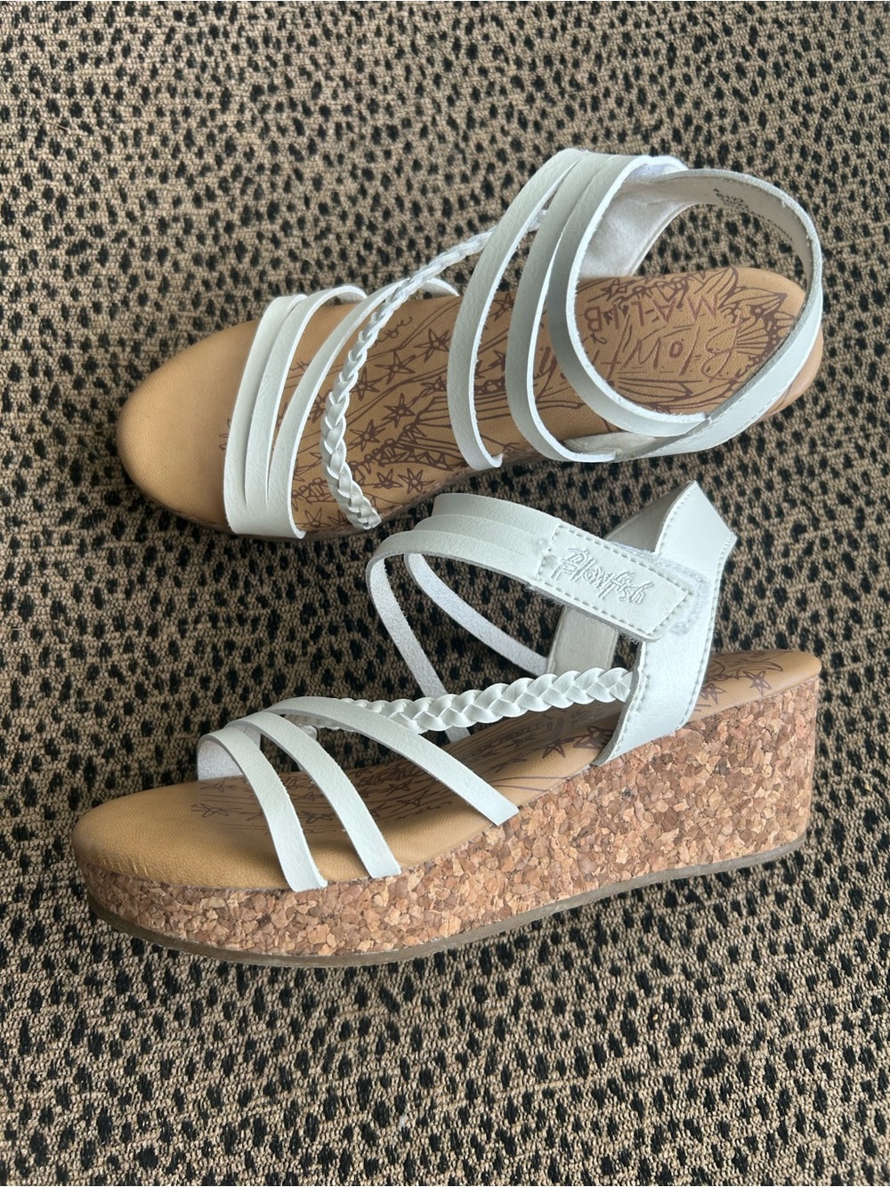 Blowfish White Braided Cork Wedge Sandals - Kids